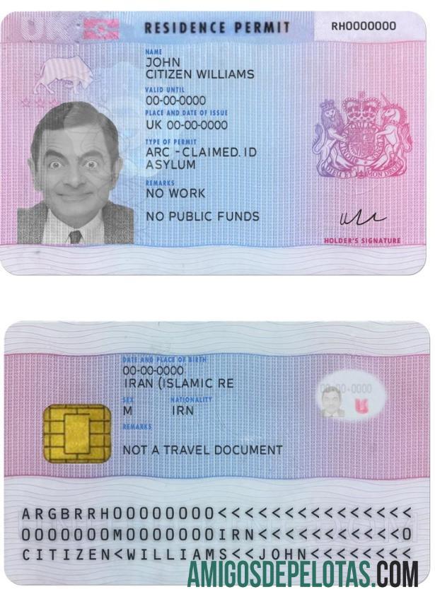 Autorização de Residência no Reino Unido Versão 2 modelo